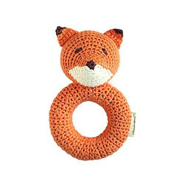 Cheengoo Organic Crocheted Fox Ring Rattle