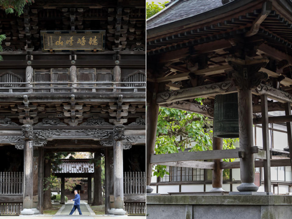 The entrance to Hoon-ji Temple is a monument to skilled wood craft.