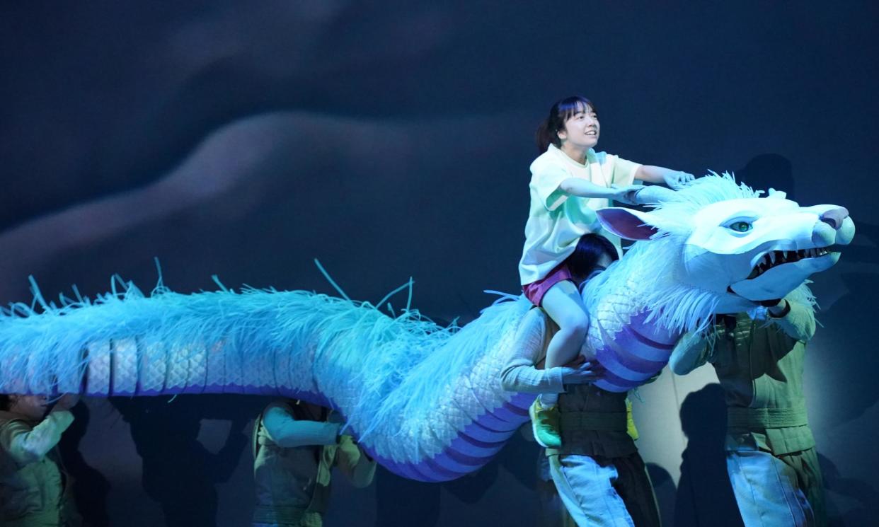 <span>No strings attached … Mone Kamishiraishi as Chihiro rides the giant puppet dragon Haku in Spirited Away.</span><span>Photograph: Toho Theatrical Dpt</span>