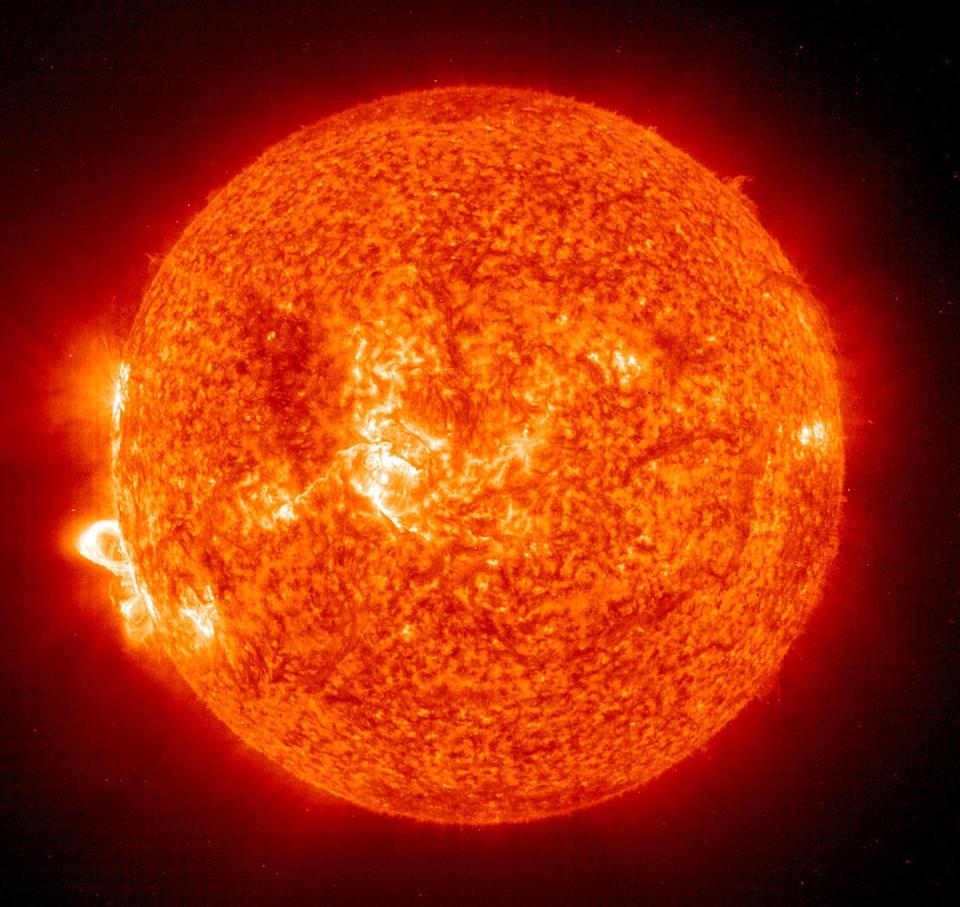 Researchers estimate the Sun is 4.58 billion years old. <a href="https://www.gettyimages.com/detail/news-photo/in-this-handout-photo-provided-by-nasa-a-solar-and-news-photo/2740385?adppopup=true" rel="nofollow noopener" target="_blank" data-ylk="slk:NASA via GettyImages;elm:context_link;itc:0" class="link ">NASA via GettyImages</a>