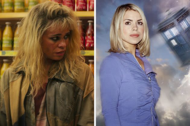 Billie Piper in Kaos (left) and Doctor Who (right)