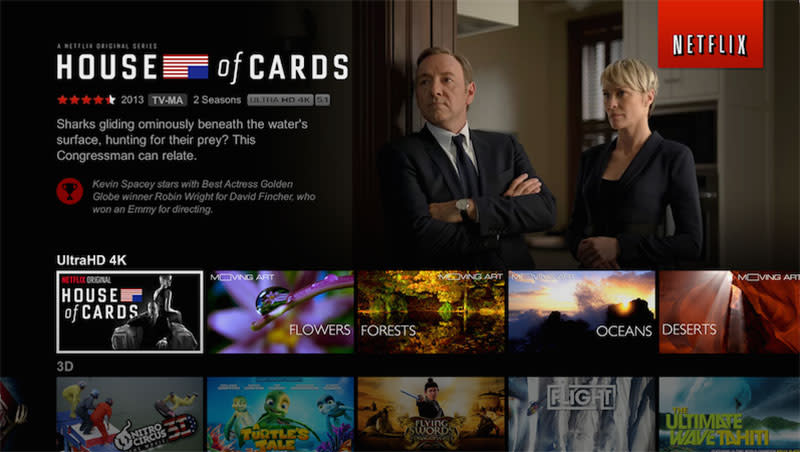 4K streaming services such as Netflix tend to use HEVC, so your TV needs to have an HEVC decoder to show the content properly. (Image source: Netflix.)