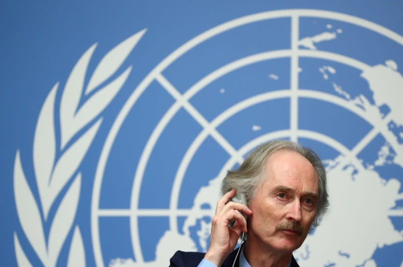 UN Special Envoy for Syria Pedersen attends a news conference ahead of the meeting of the new Syrian Constitutional Committee in Geneva