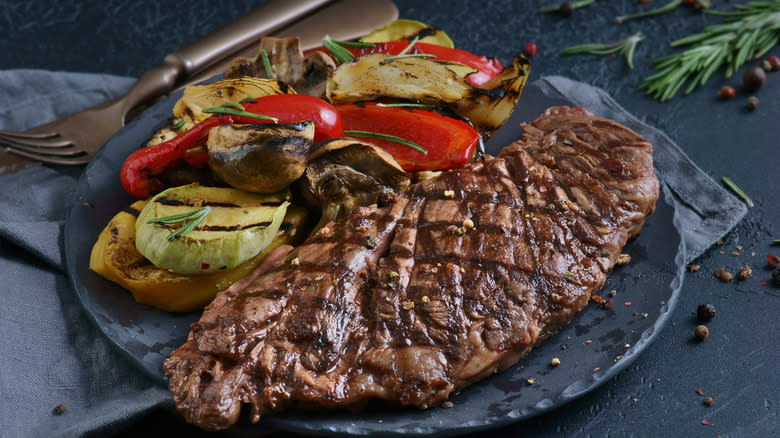 grilled steak with vegetables