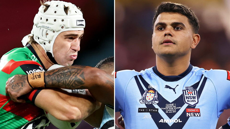 Latrell Mitchell (pictured) is reportedly set to withdraw his name for State of Origin contention as he looks hold his own fullback position at the Rabbitohs with the emergence of Jye Gray. (Getty Images)