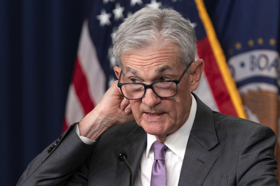 El presidente de la Reserva Federal, Jerome Powell, habla durante una conferencia de prensa en el edificio de la Junta de la Reserva Federal el martes 31 de julio de 2024, en Washington. (Foto AP/José Luis Magana)