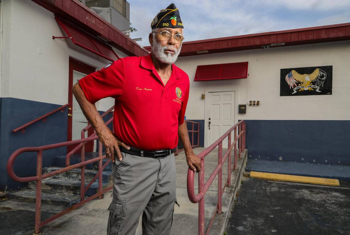 Don Agurs, 75, is the commander of the American Legion Gulfstream Post 310 in Hallandale Beach, Fl. on Friday, January 20, 2023. The veterans’ facility was sued a decade ago for not having an entrance ramp as required under the Americans with Disabilities Act. The ADA lawsuit was orchestrated by a disbarred lawyer recently convicted of committing fraud against the post and hundreds of other targeted public establishments in South Florida and New York.