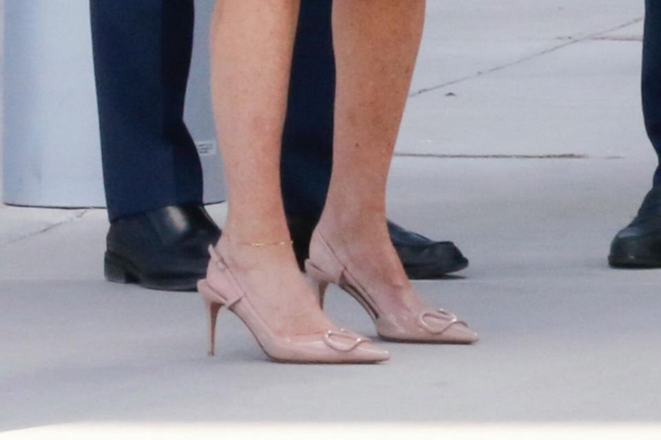 A closer look at Dr. Biden’s heels. - Credit: AP