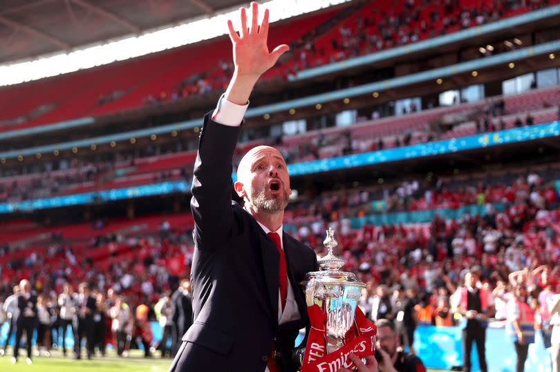 Erik ten Hag, Manager of Manchester United celebrates