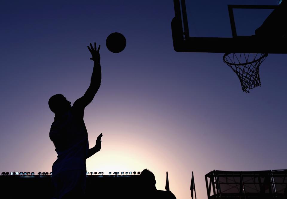 Orhan Haciyeva of Azerbaijan shoots the ball against the Czech Republic during the Men's 3x3 Basketball Pool D match on day eleven of the Baku 2015 European Games at the Basketball Arena on June 23, 2015 in Baku, Azerbaijan. (Photo by Tom Pennington/Getty Images for BEGOC)