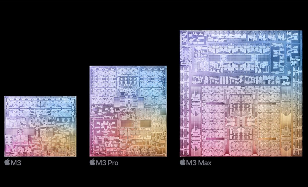 Apple's M3 line of chips. (Image: Apple)