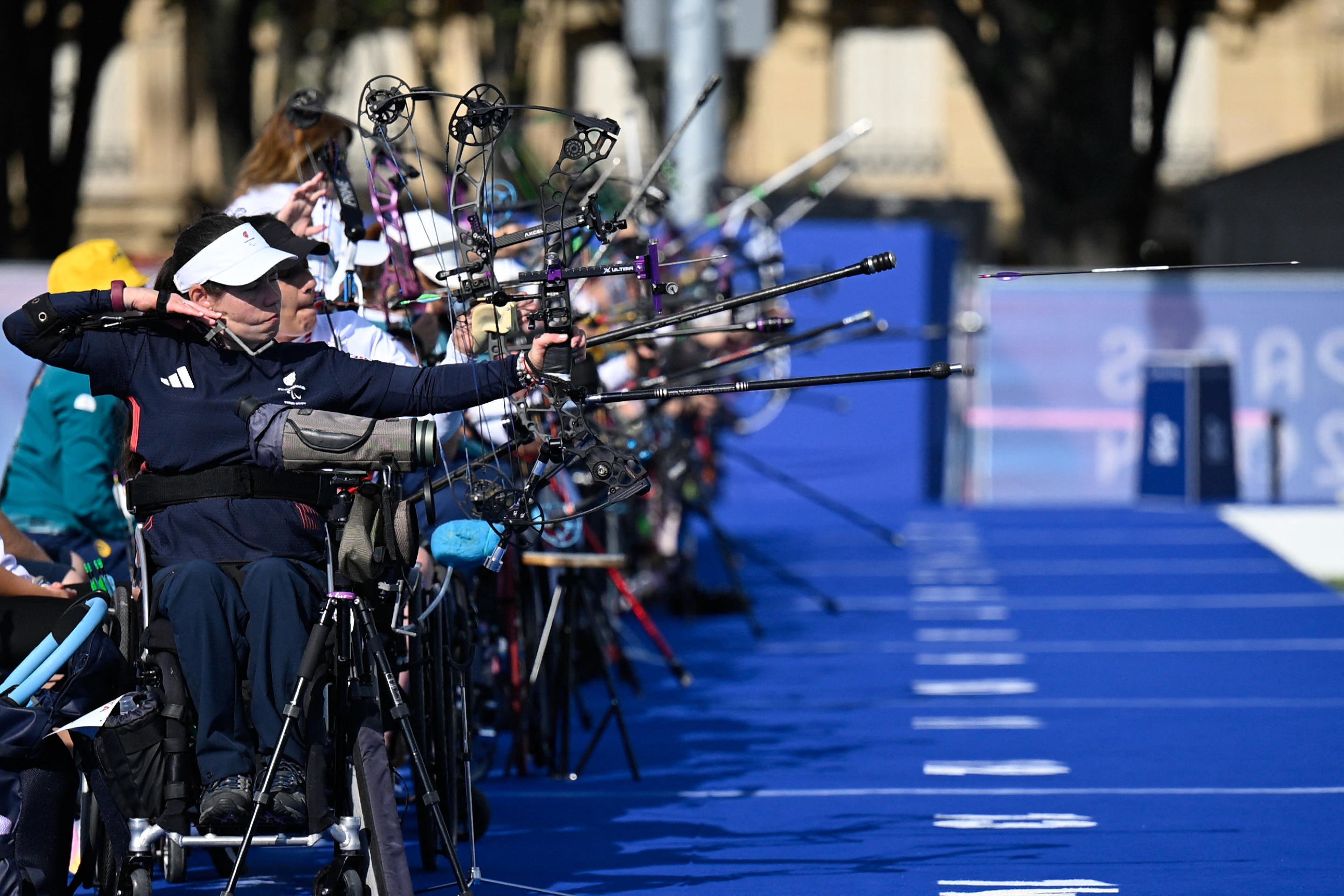 Competitors take part in para-archery.