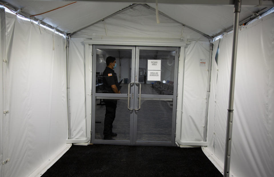 An entrance to the U.S. Customs and Border Protection facility housing unaccompanied migrant children in Donna, Texas. / Credit: U.S. Customs and Border Protection