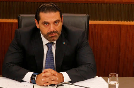 FILE PHOTO: Lebanon's Prime Minister Saad al-Hariri attends a general parliament discussion in downtown Beirut, Lebanon October 18, 2017. REUTERS/Mohamed Azakir/File Photo