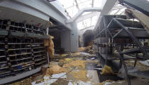 <p>In this image made from video shows a damage to a post office caused by Hurricane Irma in St. Thomas, U.S. Virgin Islands, Sept. 7, 2017. (Photo: Ian Brown/AP) </p>