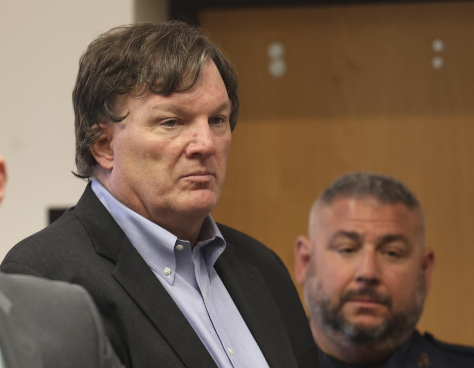 Rex A. Heuermann, the architect accused of murdering at least three women near Long Island’s Gilgo Beach, appears before Judge Timothy P. Mazzei in Suffolk County Court, Tuesday, Aug. 1, 2023, in Riverhead, N.Y. (James Carbone/Newsday via AP, Pool)