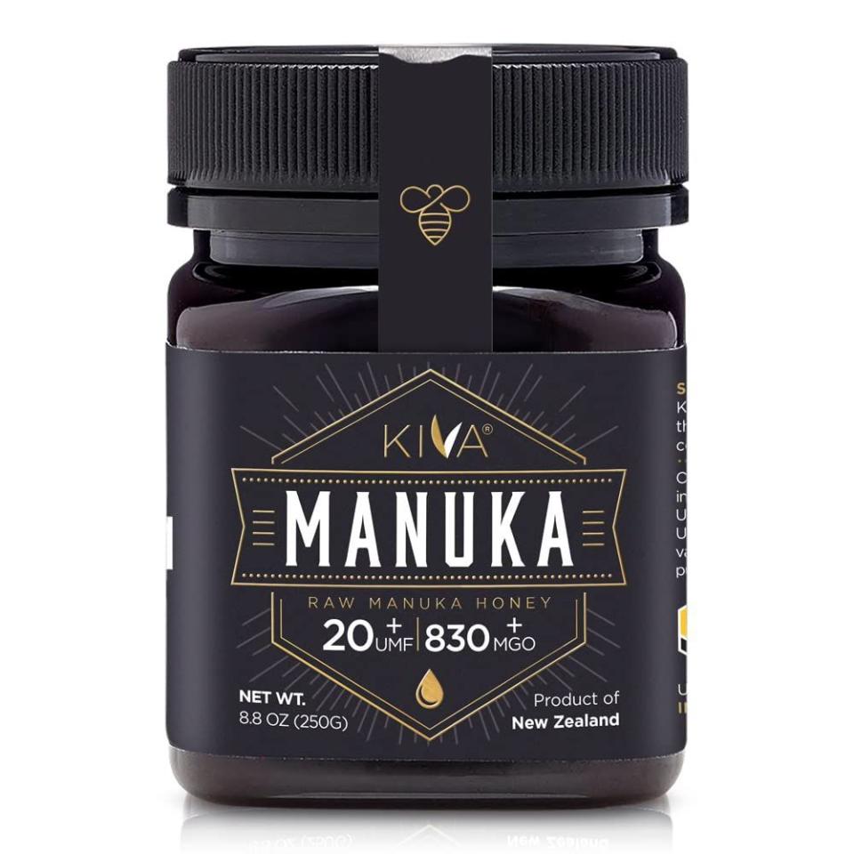 <p><a href="https://www.amazon.com/Kiva-Certified-UMF-Manuka-Honey/dp/B015P0U3JM/?tag=syn-yahoo-20&ascsubtag=%5Bartid%7C10055.a.44343459%5Bsrc%7Cyahoo-us" rel="nofollow noopener" target="_blank" data-ylk="slk:Shop Now;elm:context_link;itc:0;sec:content-canvas" class="link ">Shop Now</a></p><p>Raw Manuka Honey 20+ UMF (9oz)</p><p>$66.00</p><p>amazon.com</p>