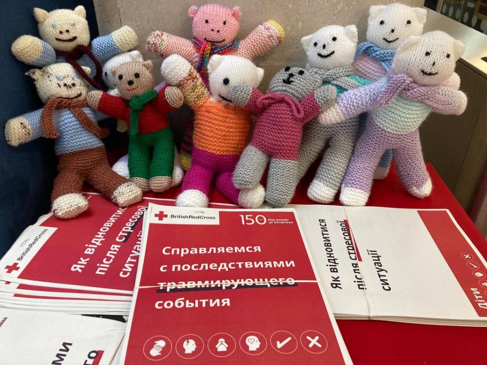 Trauma Teddies provided by the Red Cross for children arriving in Northern Ireland from Ukraine.