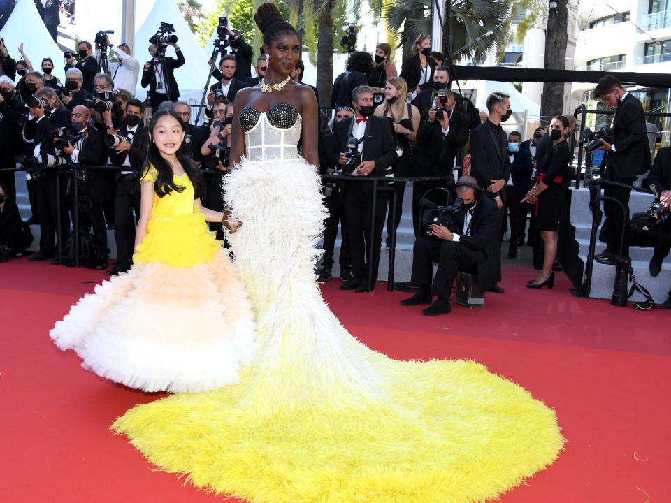 Malea Emma Tjandrawidjaja and Jodie Turner-Smith attend the "Stillwater" screening during the 74th annual Cannes Film Festival on July 08, 2021 in Cannes, France.