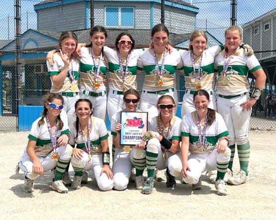 The West Michigan 12U Shamrocks consisting of Front row (from left):  Lauren Lewis, Julia Travelbee, Courtney Weaver, Claire Kelly, Jillian Wallace
Back row (from left): Mallorie Miller, Avery Clark, Delaney McCullough, Anna Berger, Lezlee Smith, Lani Miller