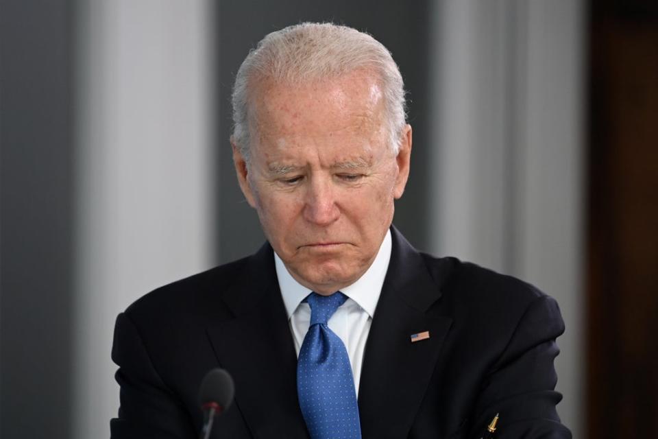 Mr Biden said the US was “on pace” to meet the deadline for evacuations (Leon Neal/PA) (PA Wire)