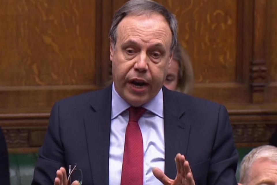 Nigel Dodds speaking in the Commons on Tuesday (AFP/Getty Images)