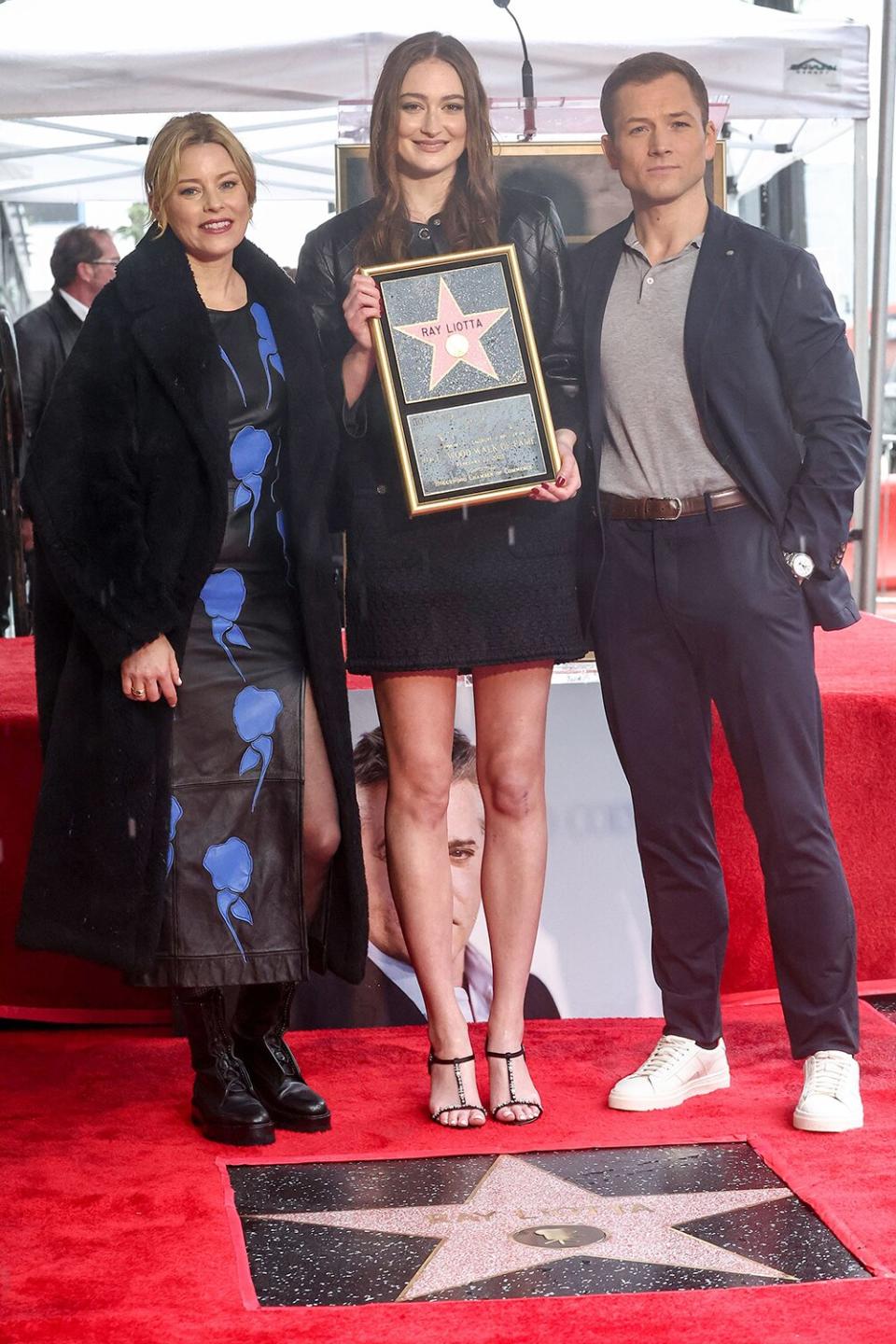 (L-R) Elizabeth Banks, Karsen Liotta and Taron Egerton Ray Liotta honored with a star on the Hollywood Walk of Fame, Los Angeles, California