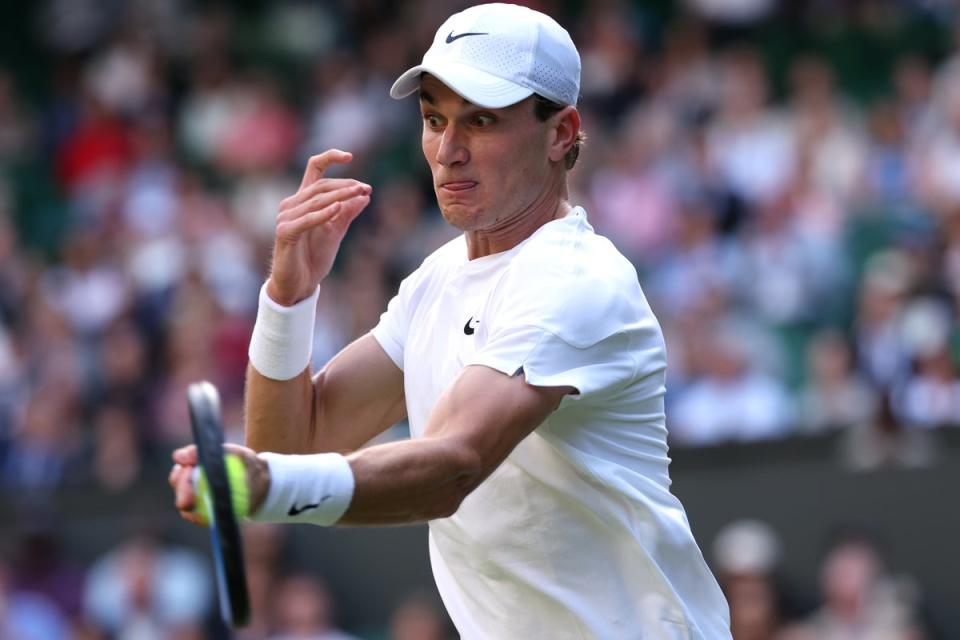 Marathon match: Jack Draper came through a gruelling five-setter in the first round at Wimbledon (Getty Images)