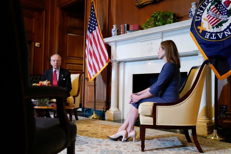 U.S. Supreme Court nominee Barrett meets with U.S. Senator Grassley on Capitol Hill in Washington