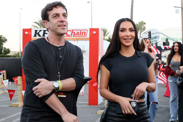 <p>Rodin Eckenroth/Getty </p> B. J. Novak and Kim Kardashian