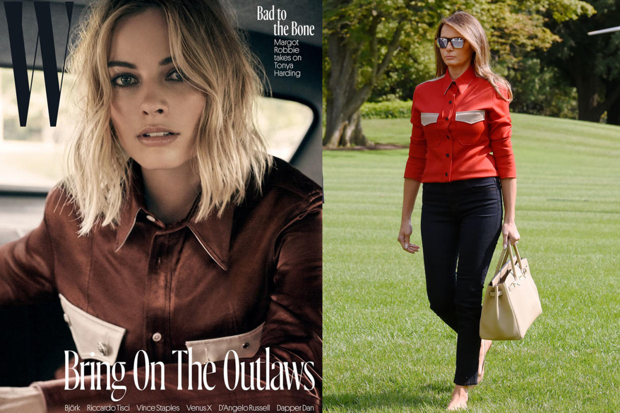 Both Margot Robbie and Melania Trump are fans of this Calvin Klein shirt. (Photo: W Magazine/Getty Images)