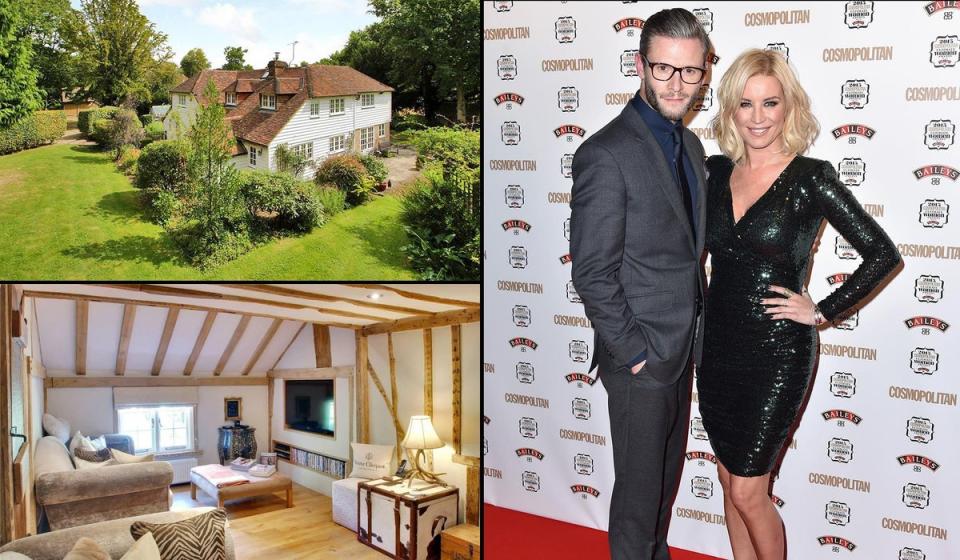 Denise is Outen about: Denise Van Outen, pictured with boyfriend Eddie Boxshall, has left the country life behind to make London her home again and now her former marital home, a 17th-century farmhouse in Kent, is on the market for £1.25 million. <p></p><p><a href=