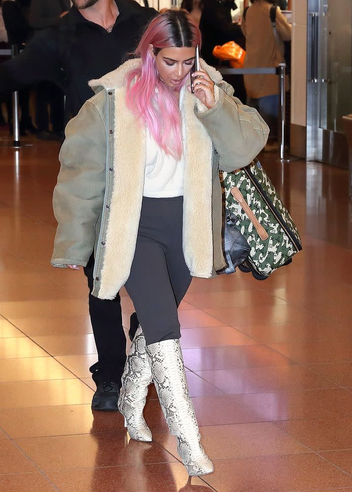Kim Kardashian Is Already Modeling Yeezy Season 7 Showing Off Her New Pink in Tokyo