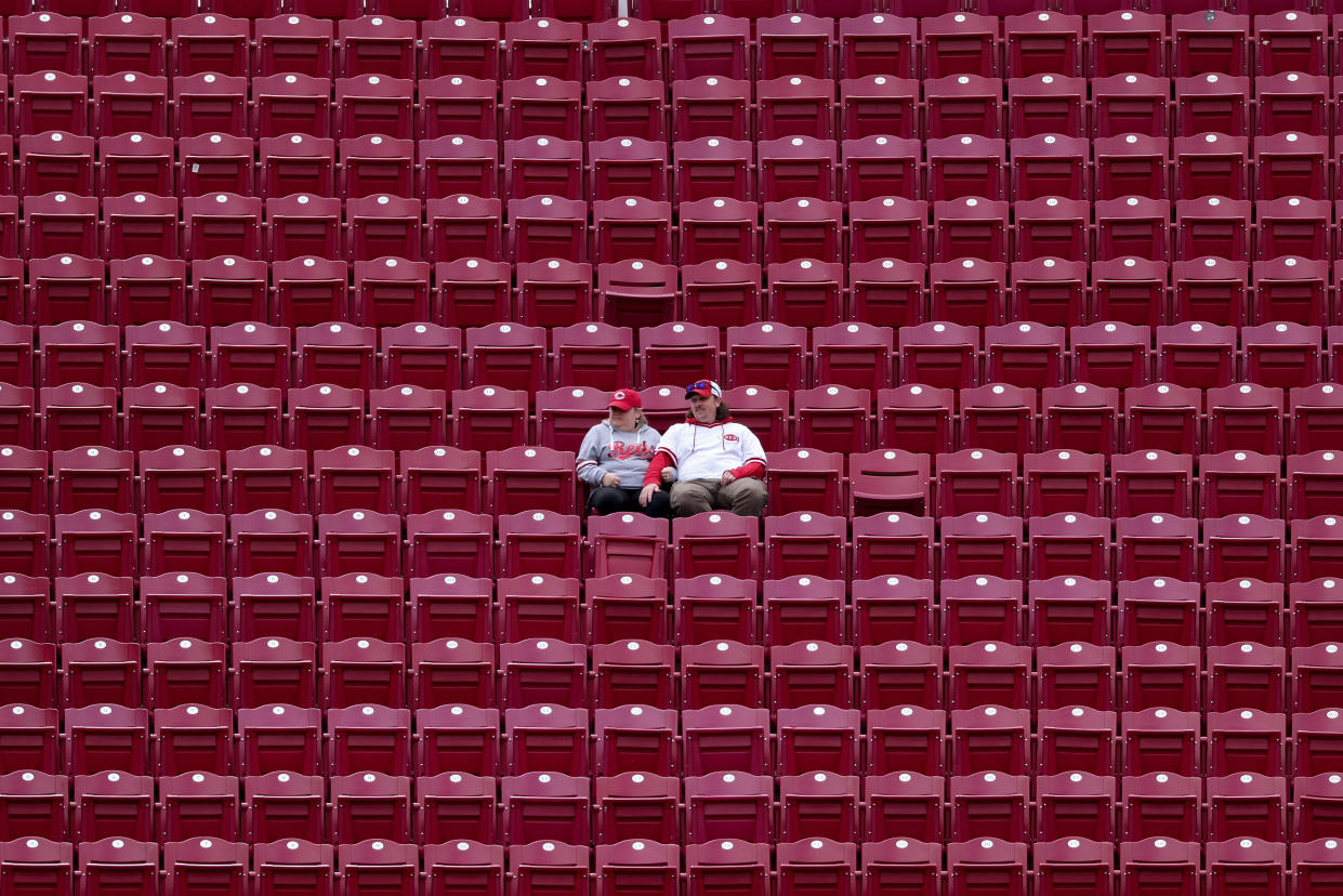 Fans looks on during a game between the San Diego Padres and the Cincinnati Reds on April 28. (Dylan Buell/Getty Images)