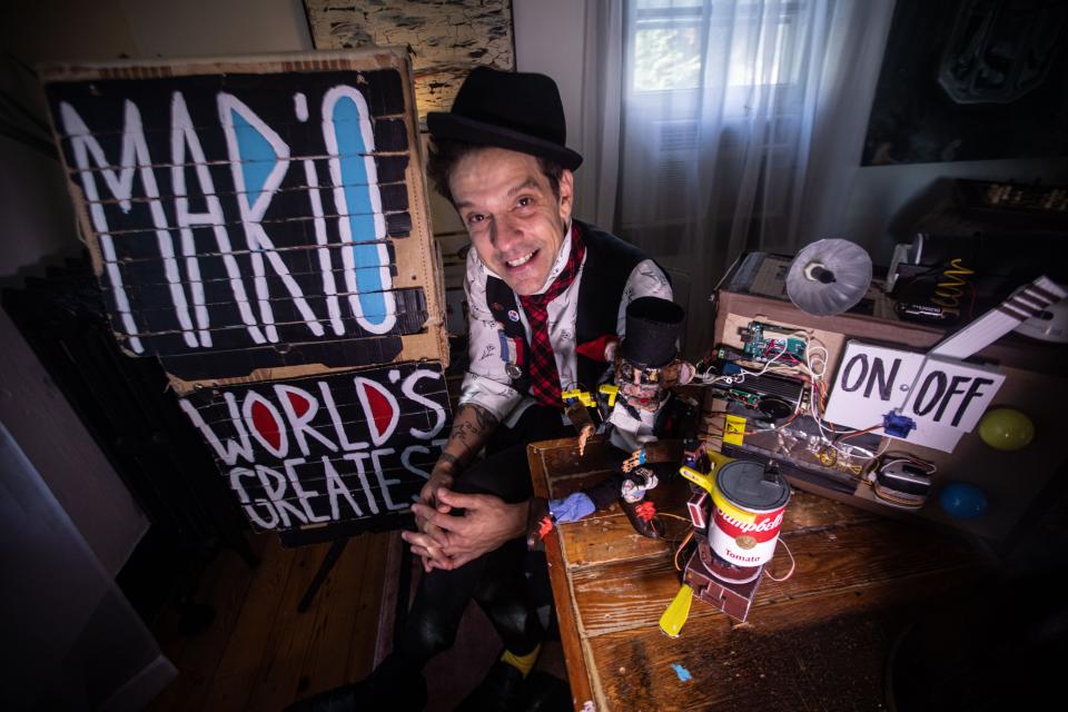 Mario Marchese will be making his off-Broadway debut when he brings his show "Mario the Maker Magician" to the Soho Playhouse in November. Mario, photographed at his home in Nyack Oct. 31, 2023, has created a show that is a combination of "vaudeville and magic, cardboard and robots, science and innovation".