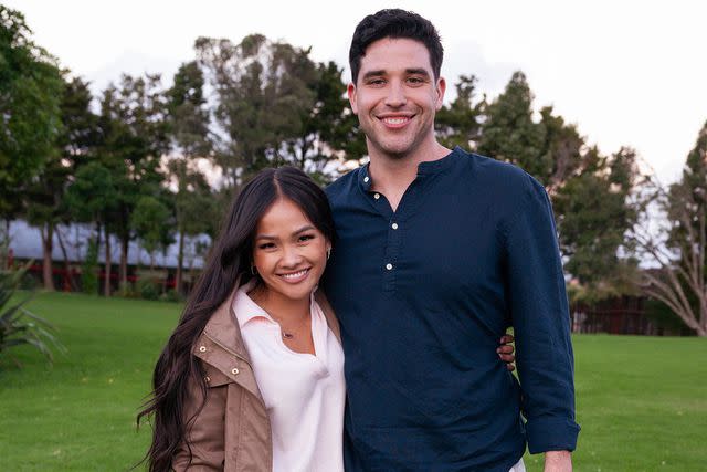 <p>DISNEY/John Fleenor</p> Bachelorette Jenn Tran and suitor Devin