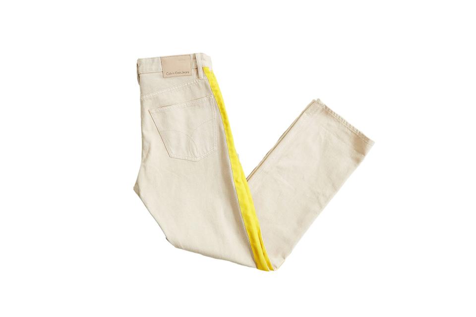 Calvin Klein high taped khaki + yellow straight jean