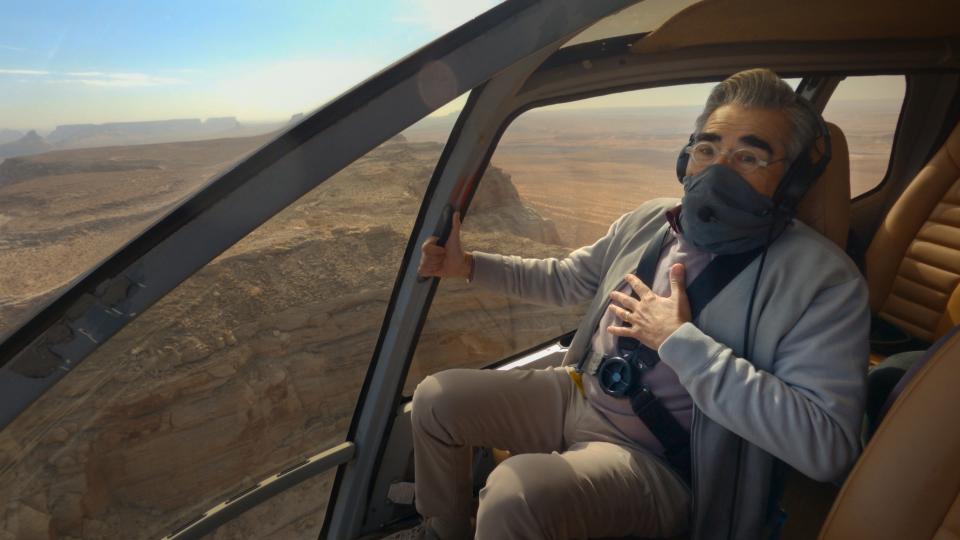Eugene Levy hated the helicopter ride in Utah for "The Reluctant Traveler."