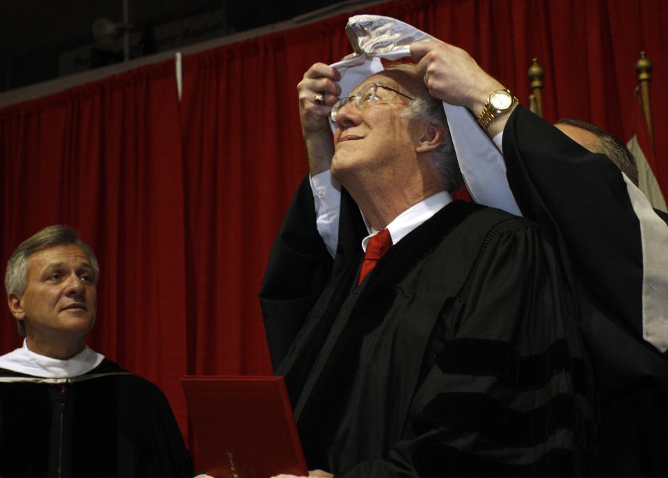 Children's author, Drury poet laureate and education advocate David Harrison received an honorary doctorate during the fall 2008 ?Drury University commencement ceremonies.