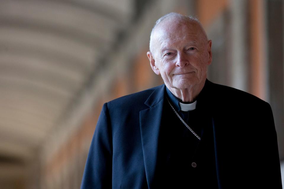 In this Feb. 13, 2013 file photo, Cardinal Theodore Edgar McCarrick poses during an interview with the Associated Press, in Rome. On Saturday, Feb. 16, 2019 the Vatican announced Pope Francis defrocked former U.S. Cardinal Theodore McCarrick after Vatican officials found him guilty of soliciting for sex while hearing Confession.