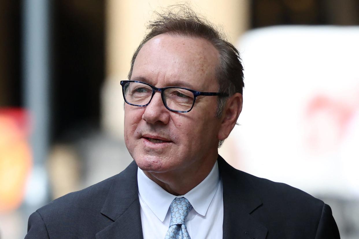 US actor Kevin Spacey arrives to the Southwark Crown Court in London on July 13, 2023. The award-winning actor, 63, is on trial in London accused of a string of sexual offences against four men dating back more than 20 years.