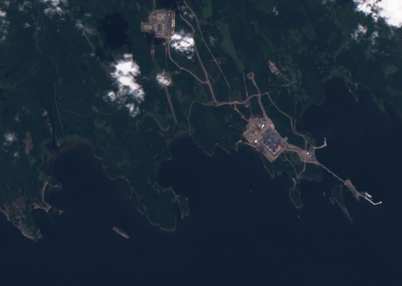A satellite imagery from Copernicus shows Russian gas flare, in Portovaya
