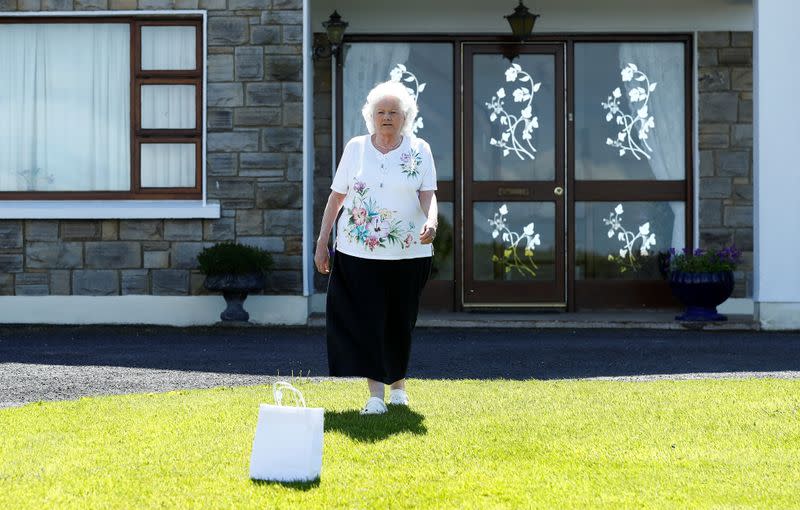 Gleeson gets a drone home delivery of essential household and medical supplies in the Irish village of Moneygall