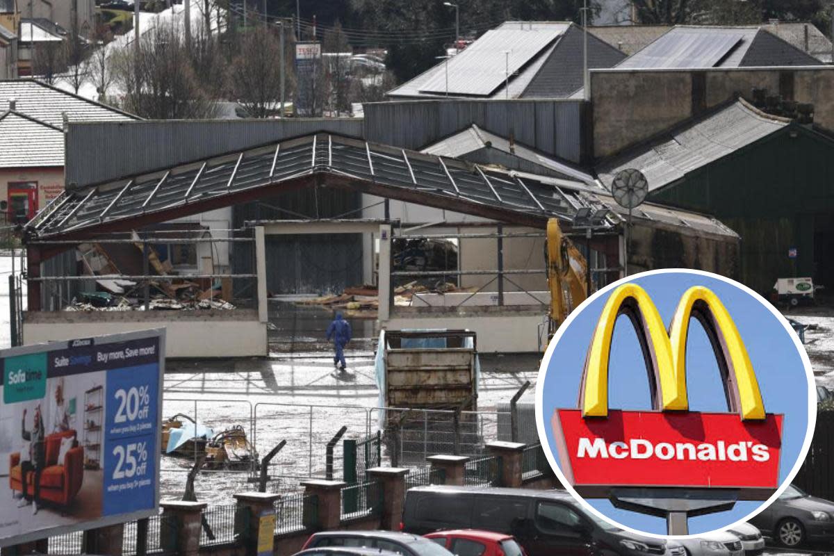 A McDonalds drive-thru is being built on the site of the former TP Toppings garage. <i>(Image: John McVitty.)</i>