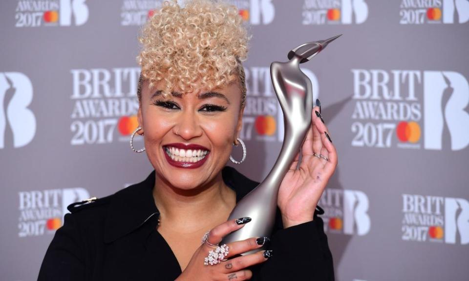 Emeli Sande with her award for best British female solo artist.