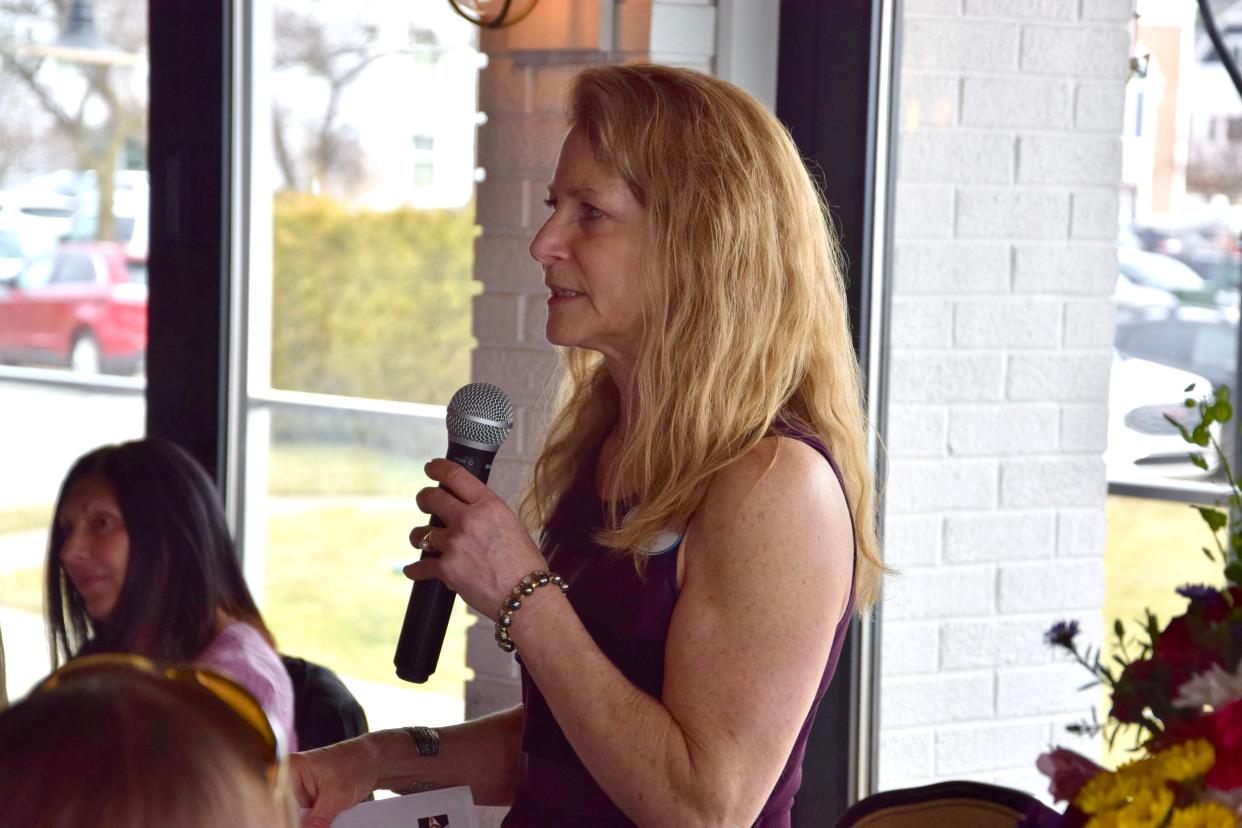 Bonnie Kulp, executive director of the Harbor Springs Area Chamber of Commerce, speaks at the 2024 State of the Community at Stafford’s Pier Restaurant on March 14, 2024.