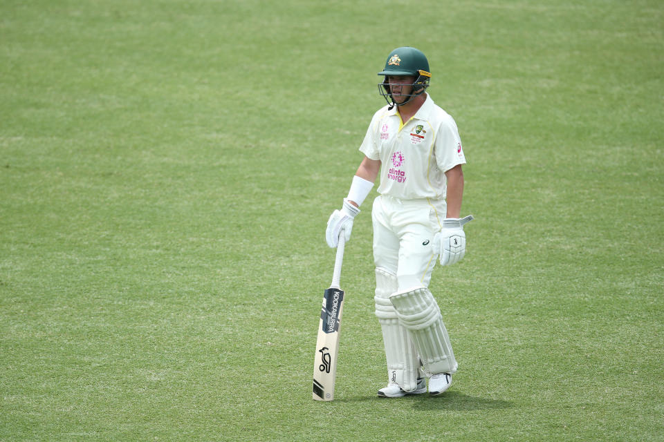 Marcus Harris (pictured) after being dismissed during the Ashes.