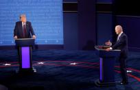 U.S. President Donald Trump and Democratic presidential nominee Joe Biden participate in their first 2020 presidential campaign debate in Cleveland