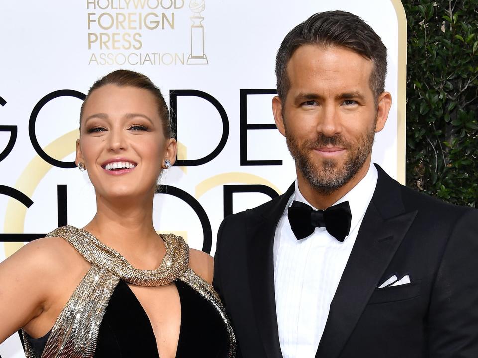 Blake Lively (L) and actor Ryan Reynolds attend the 74th Annual Golden Globe Awards at The Beverly Hilton Hotel on January 8, 2017 in Beverly Hills, California