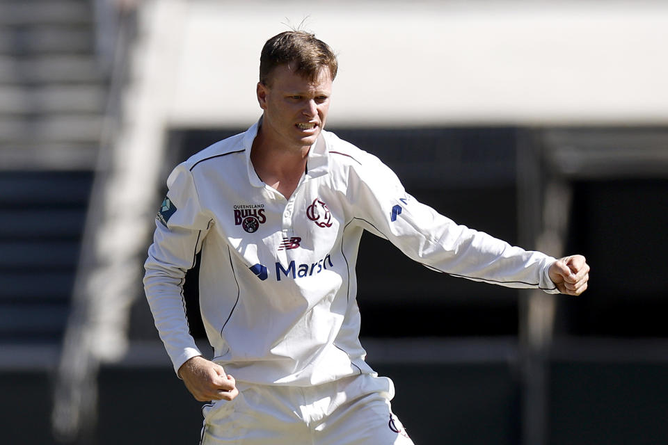 Seen here, Queensland spinner Matthew Kuhnemann in action during the Sheffield Shield.